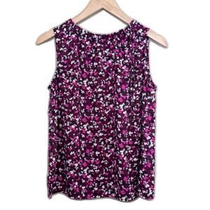 Talbots Geo Burgundy Sleeveless Blouse SP Small Petite